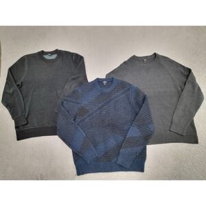 Express Sweater Lot of 3 Mens M (Fits Large) Black Gray Blue Crewneck Pullover